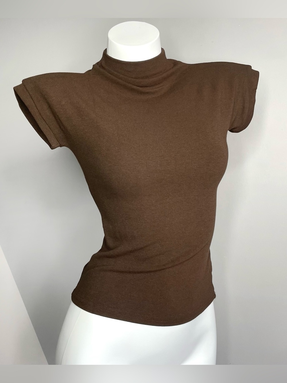 Brown Mock Neck Women's Top